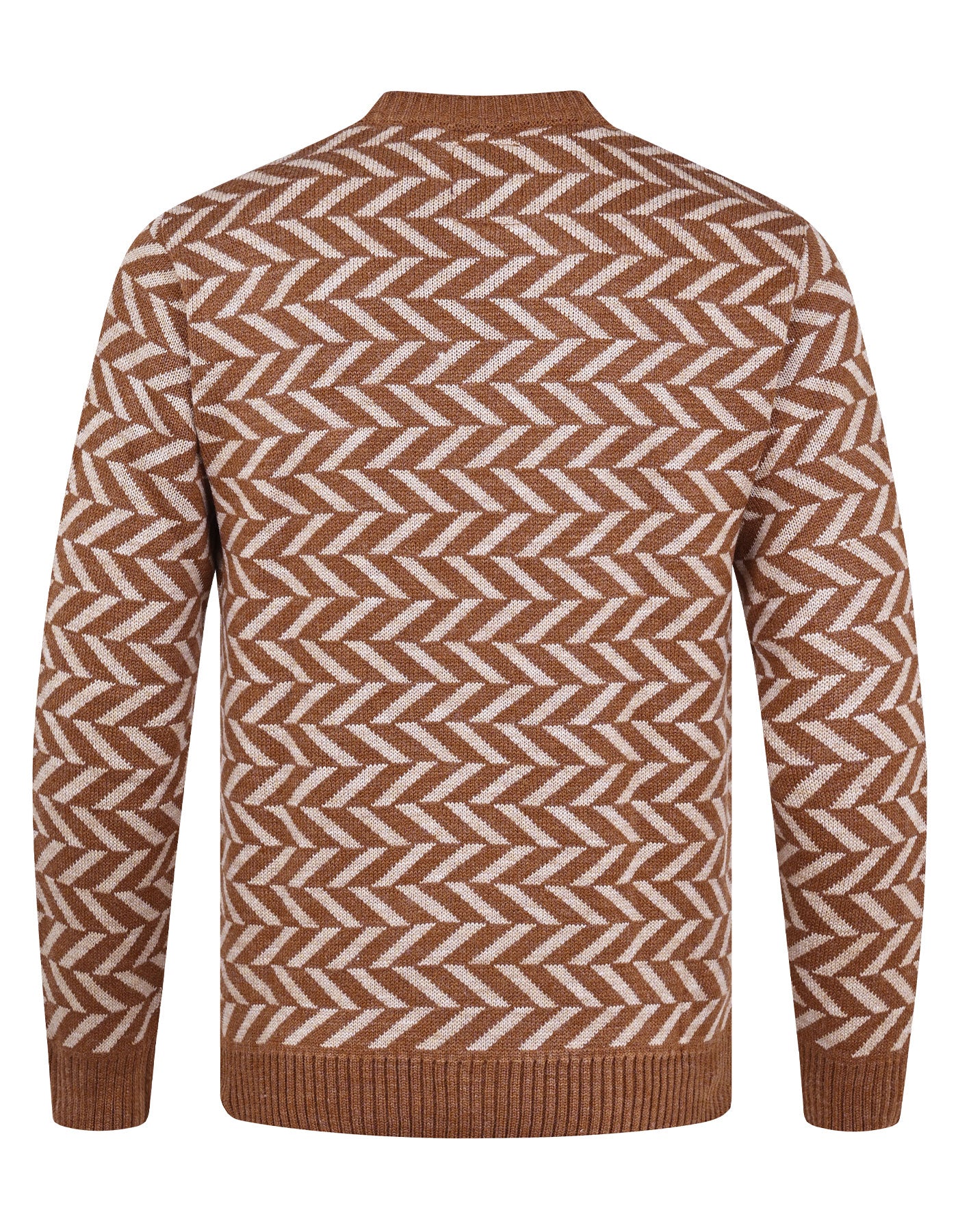 L Brown Geometric Pull Over SFA2403-2-XL