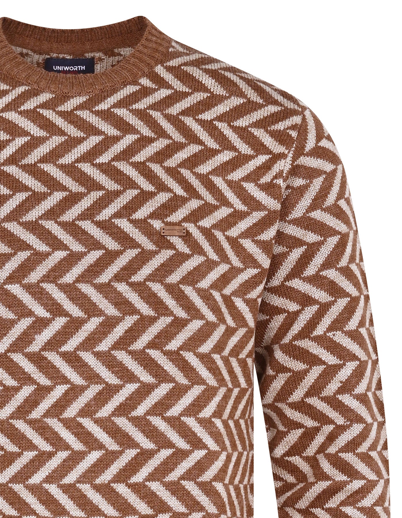 L Brown Geometric Pull Over SFA2403-2-M