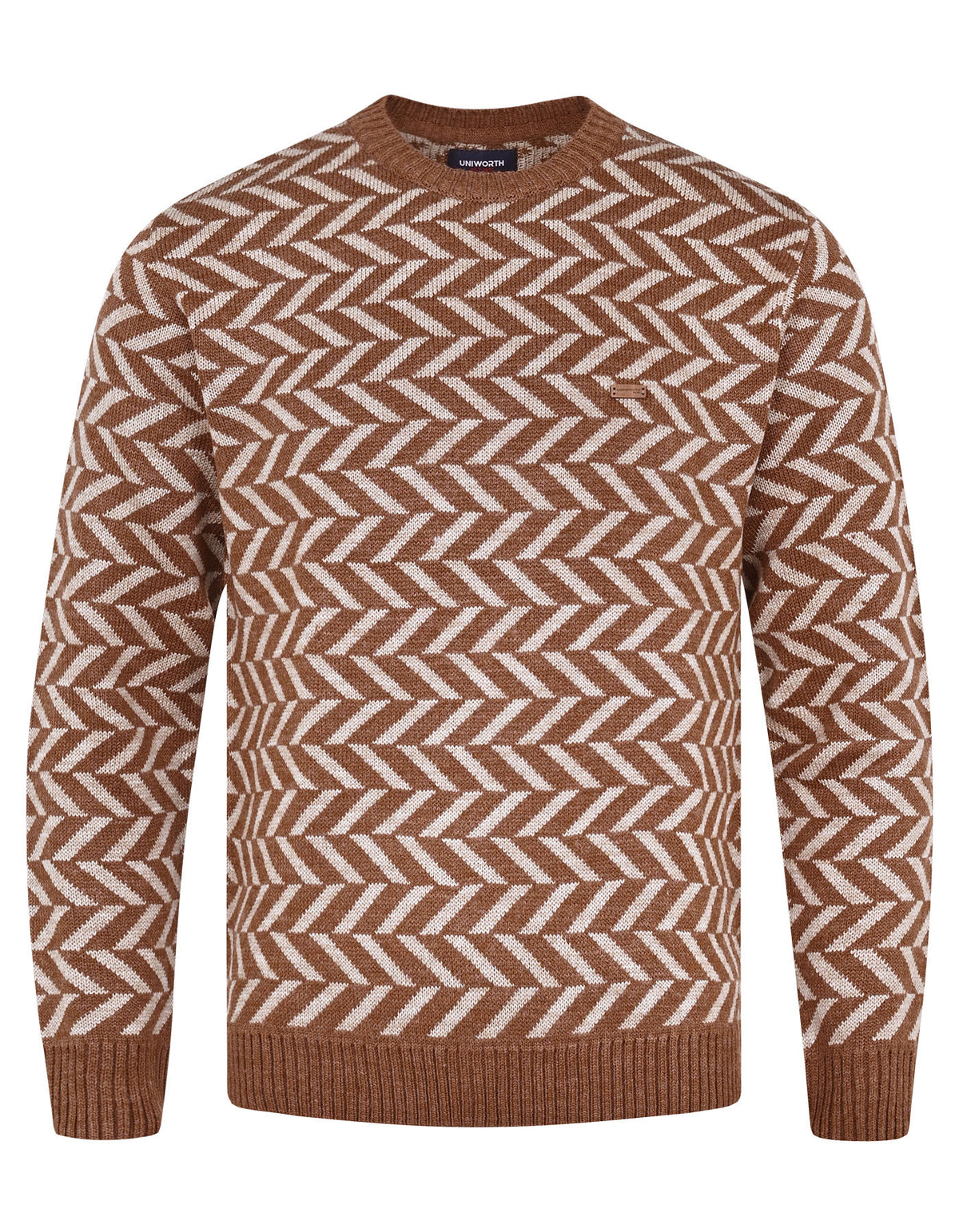 L Brown Geometric Pull Over SFA2403-2-S