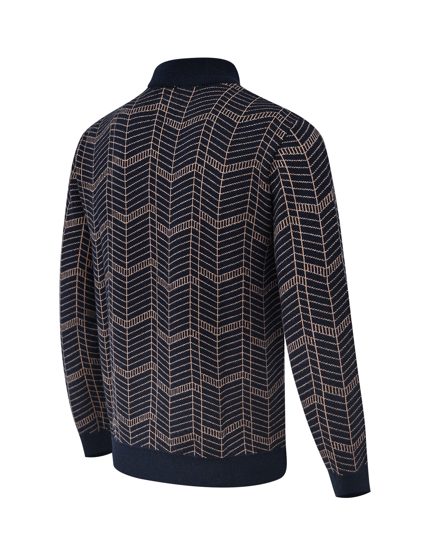 Navy Stripe Mock Neck Sweater