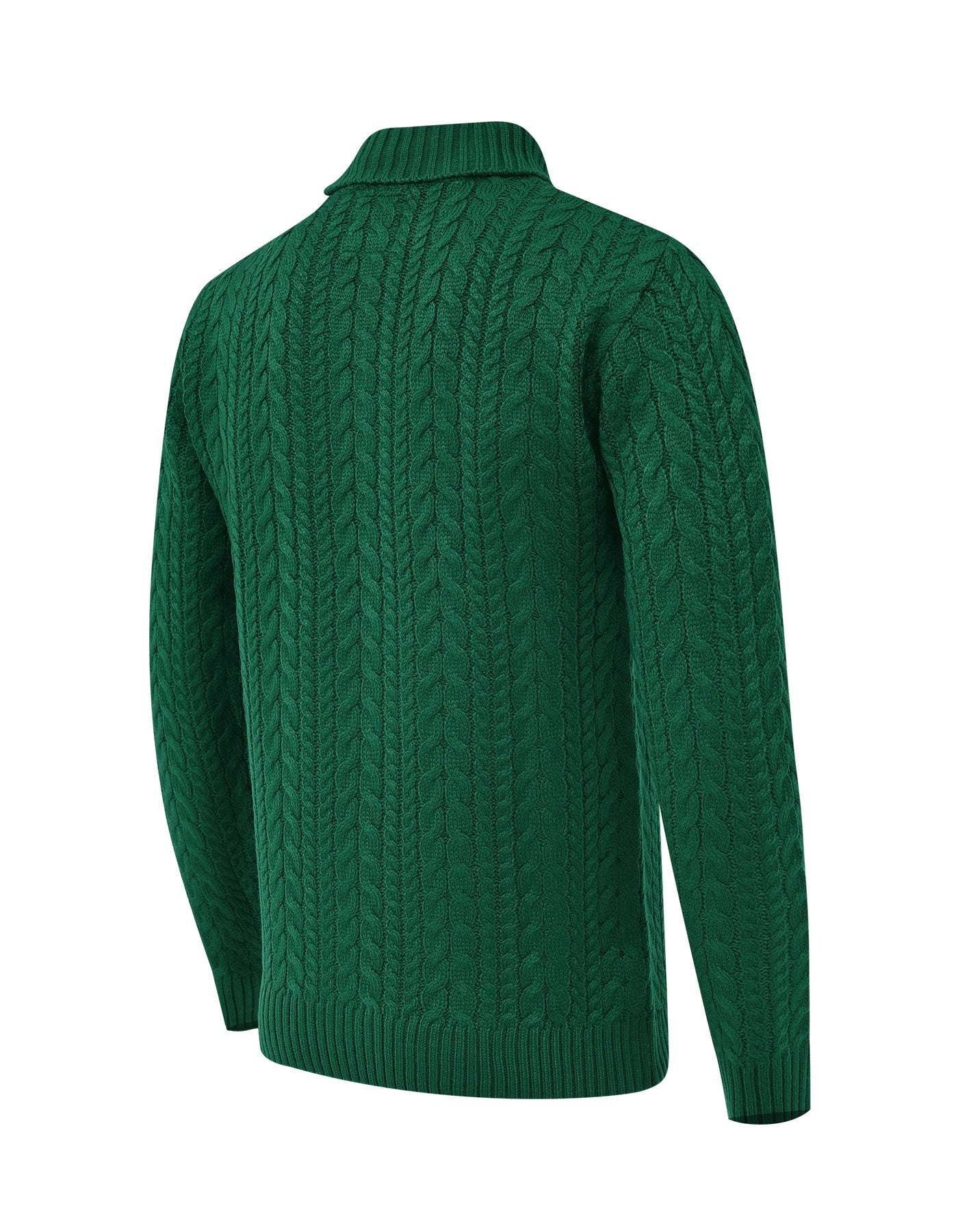 D Green Cable Knit High Neck Sweater