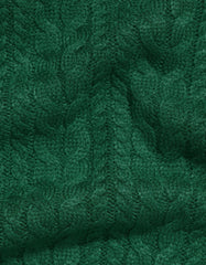 D Green Cable Knit High Neck Sweater