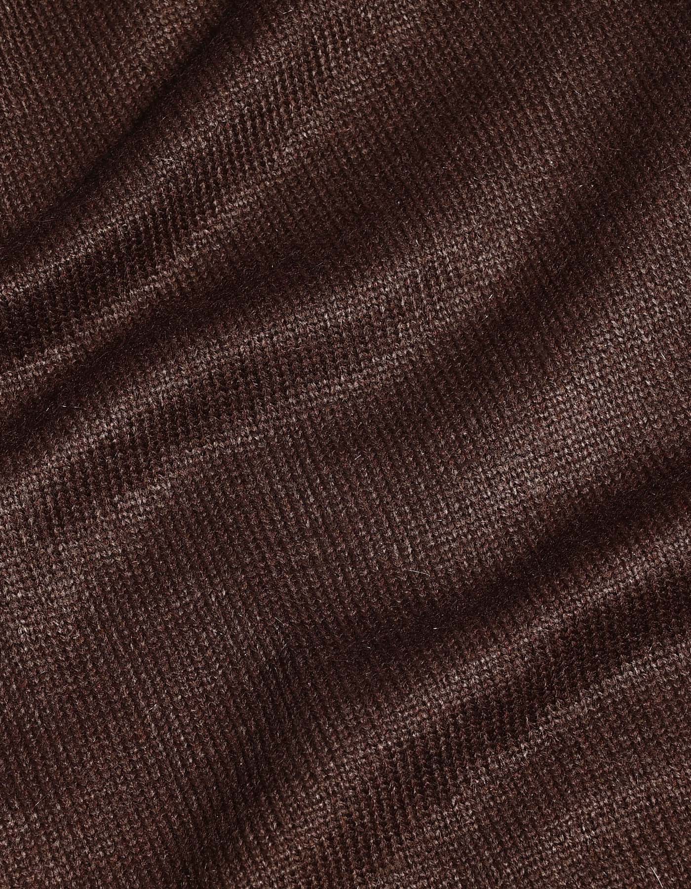 Brown Cable Knit V-neck Sweater