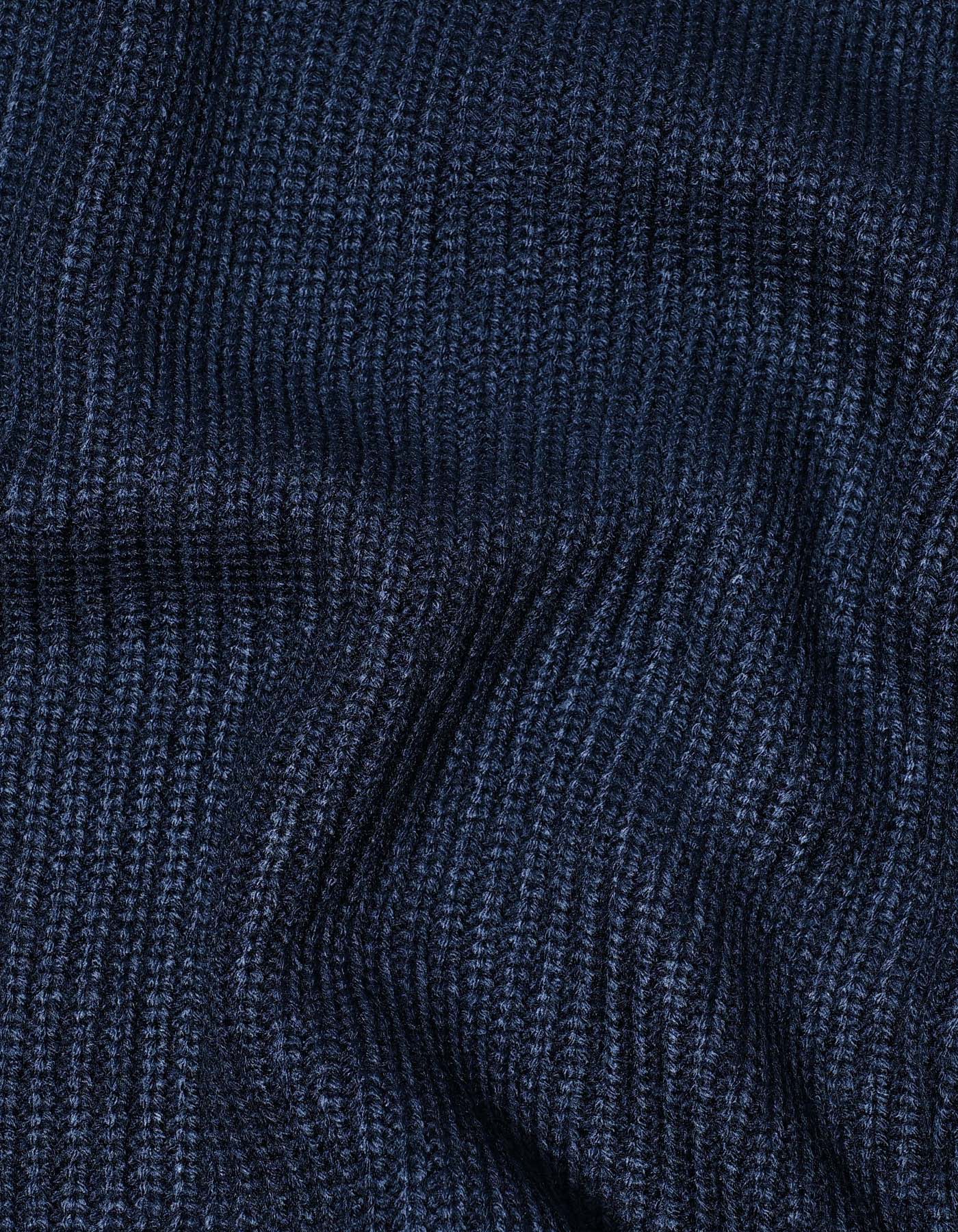 Navy Geometric High Neck Sweater