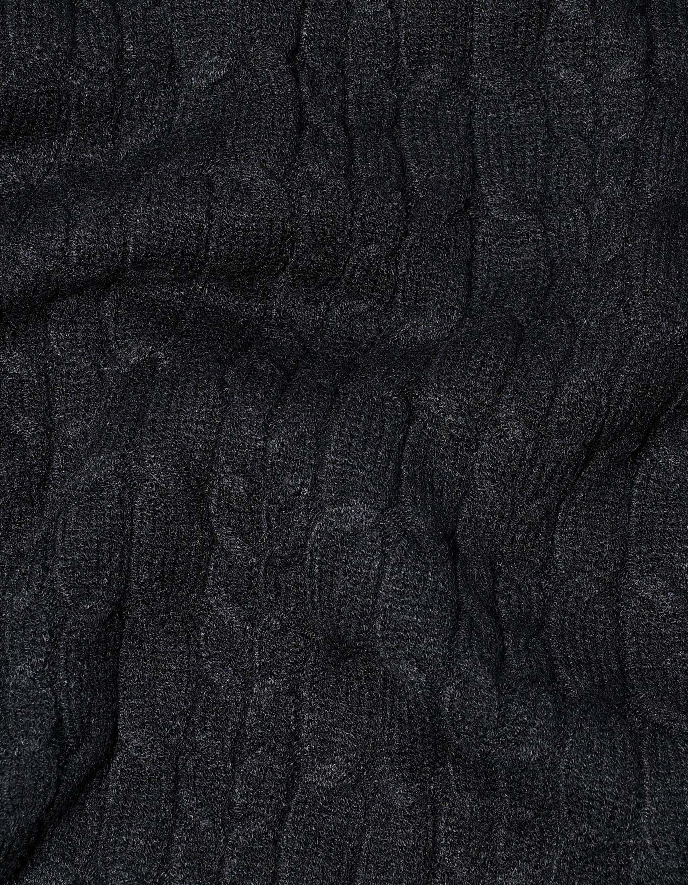 Black Cable Knit High Neck Sweater