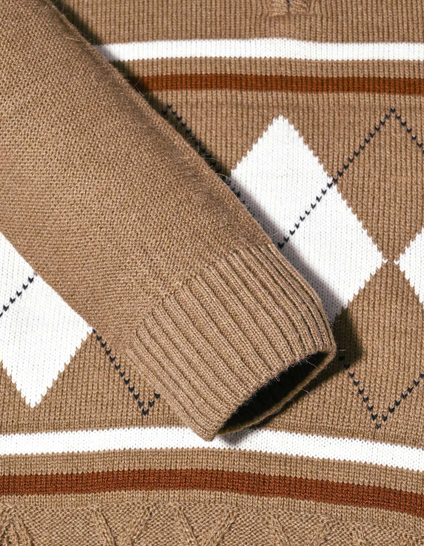 Beige Geometric Half Zipper SFA2510-L