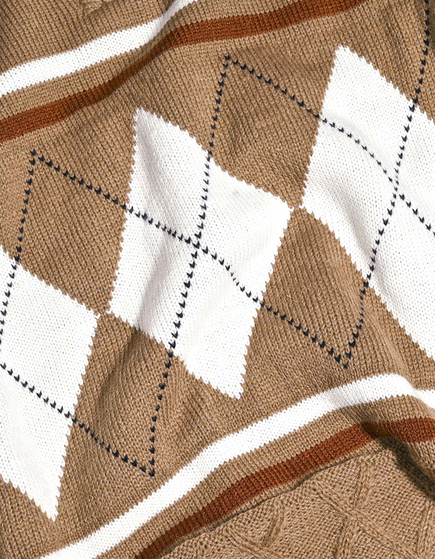 Beige Geometric Half Zipper SFA2510-XXL