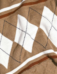 Beige Geometric Half Zipper SFA2510-XXL