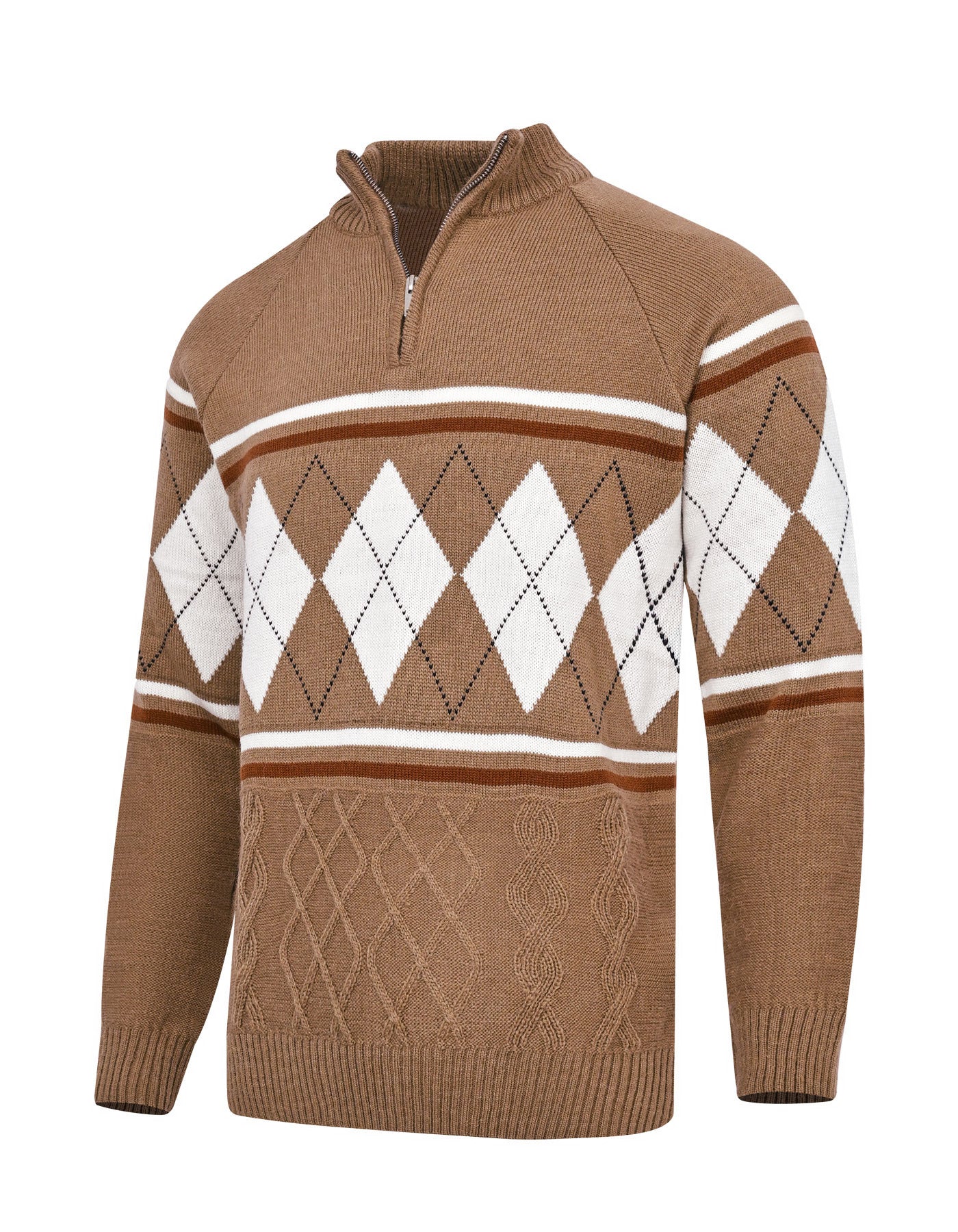 Beige Geometric Half Zipper SFA2510-S