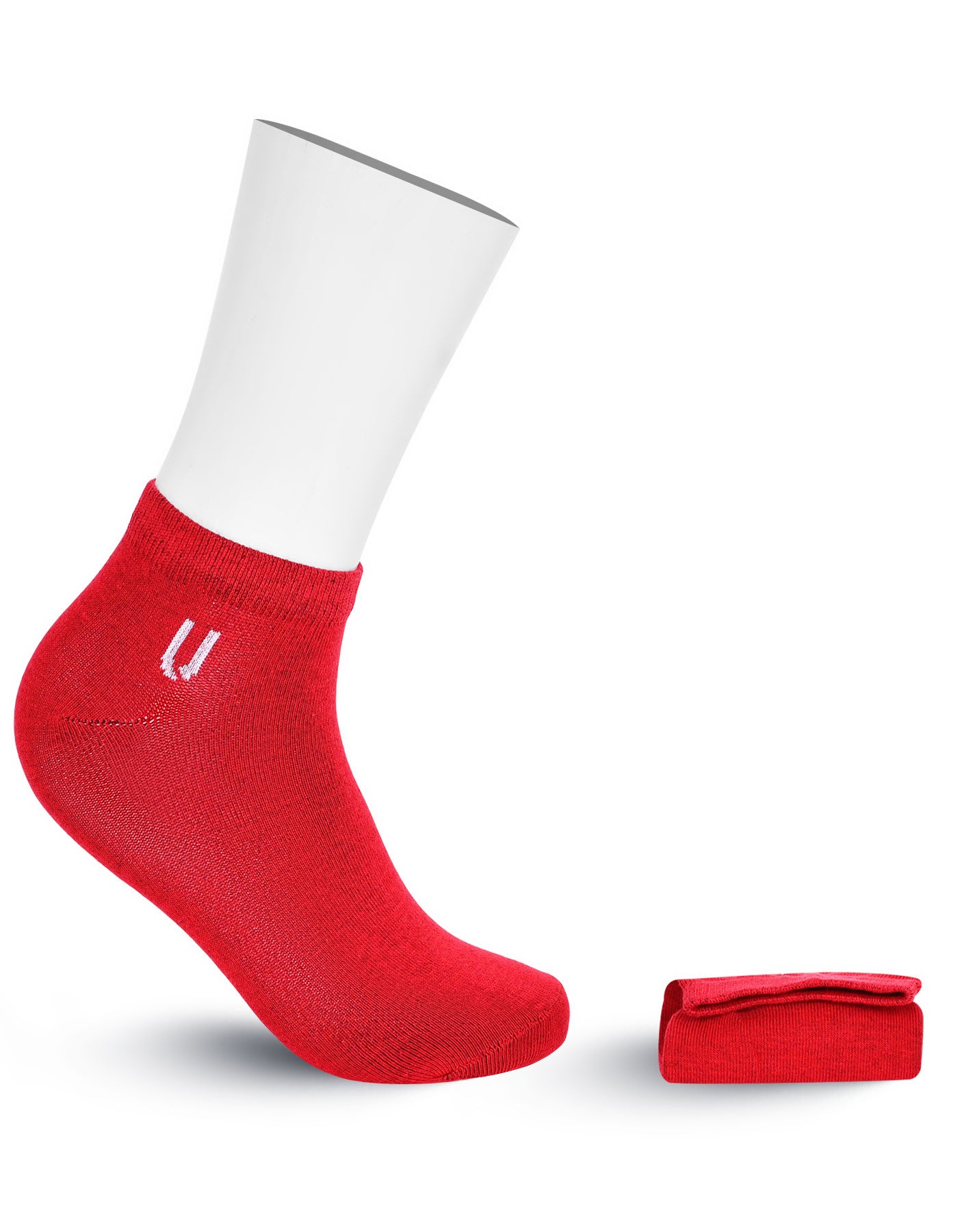 Red Plain Ankle Socks