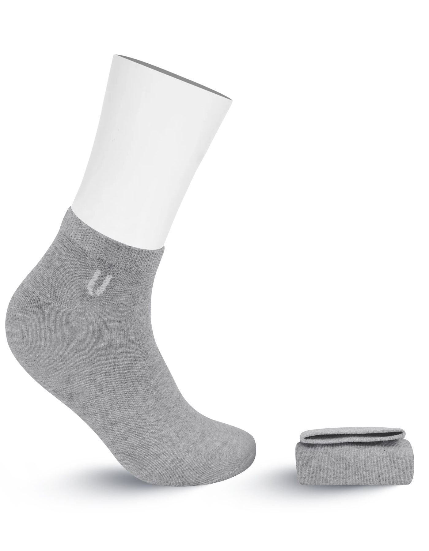 Grey Plain Ankle Socks