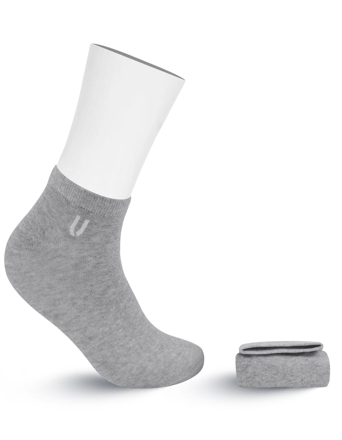 Grey Plain Ankle Socks
