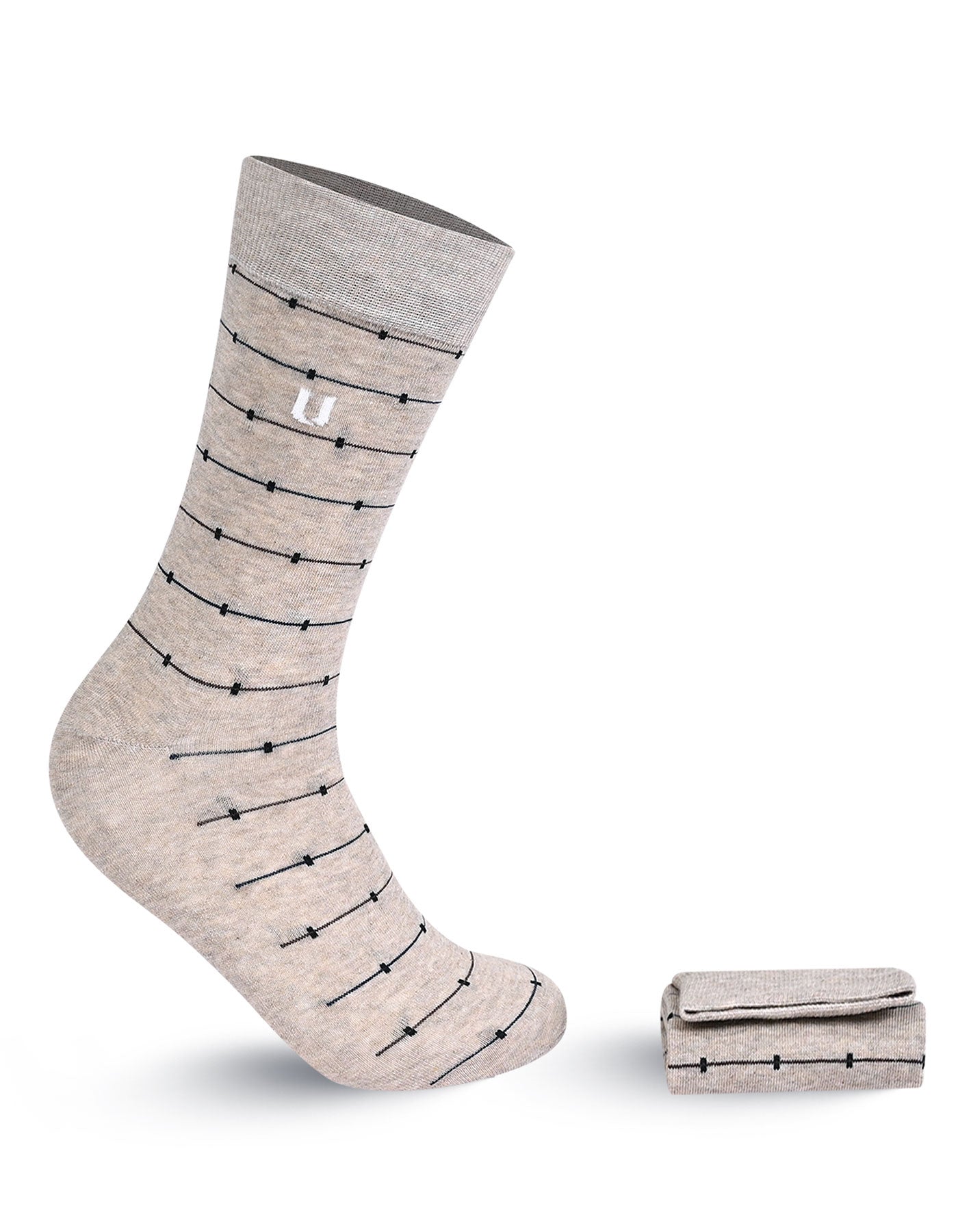 Beige Geometric Socks