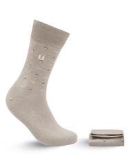 Beige Geometric Socks