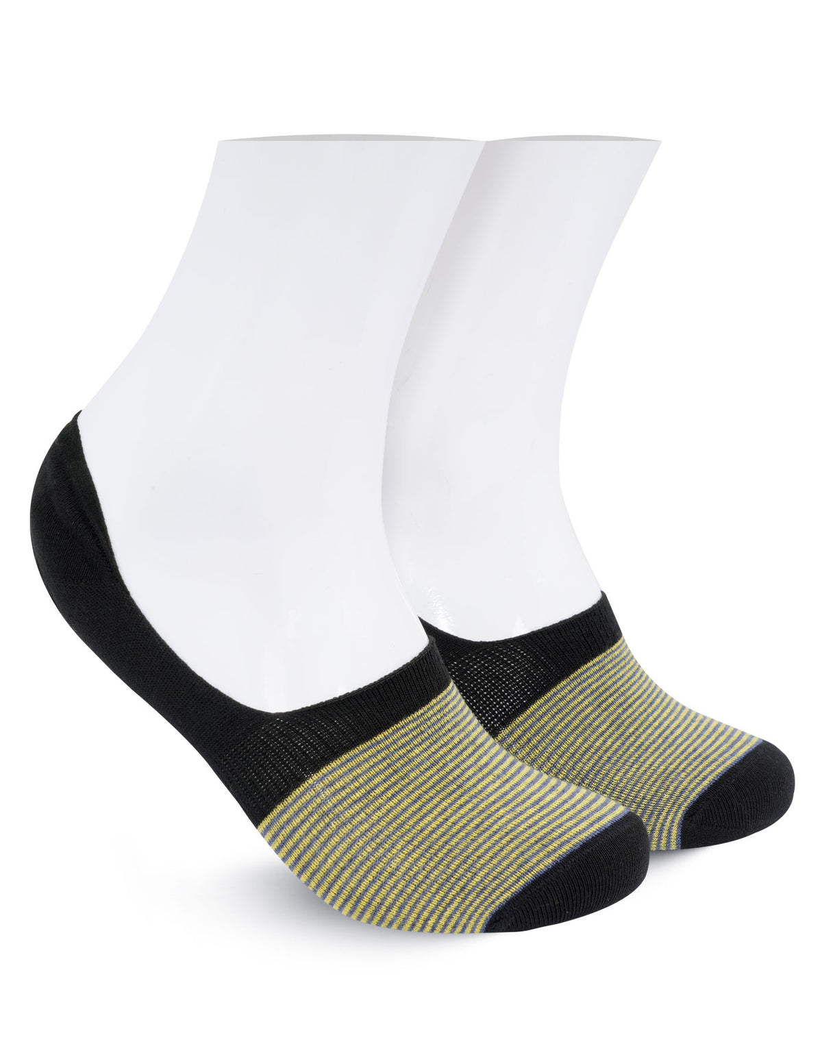Black/Yellow Stripe No Show Socks