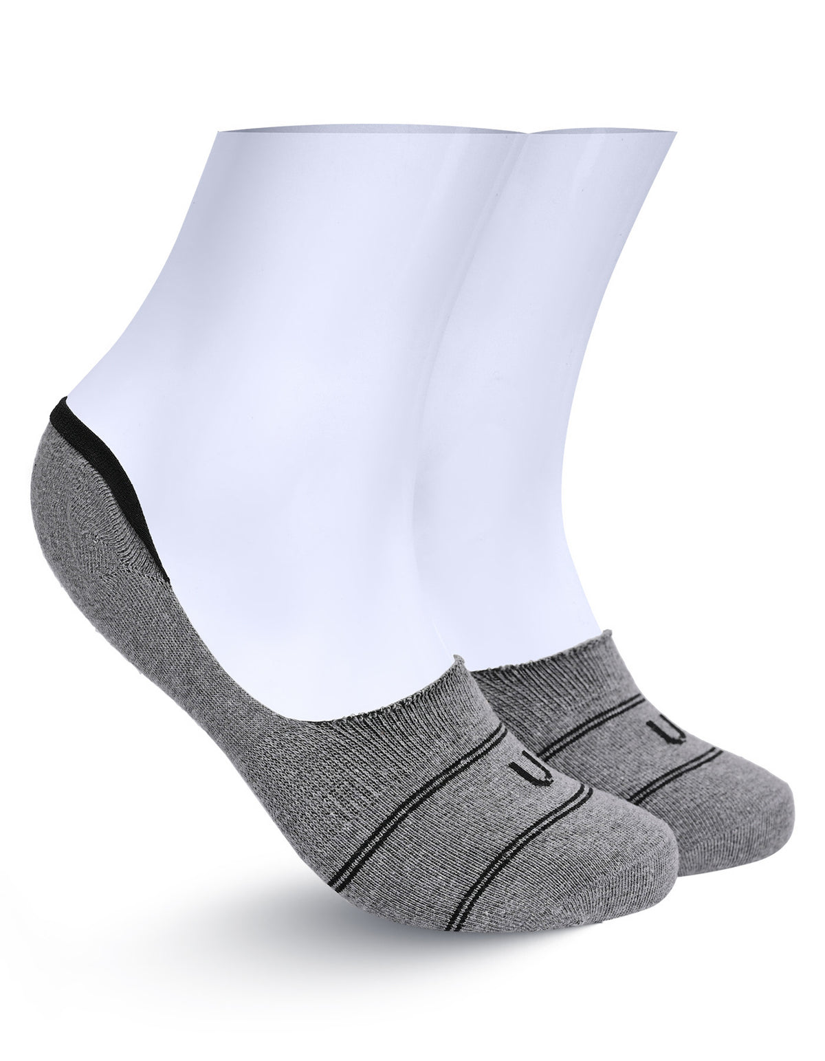 Grey Plain No Show Socks
