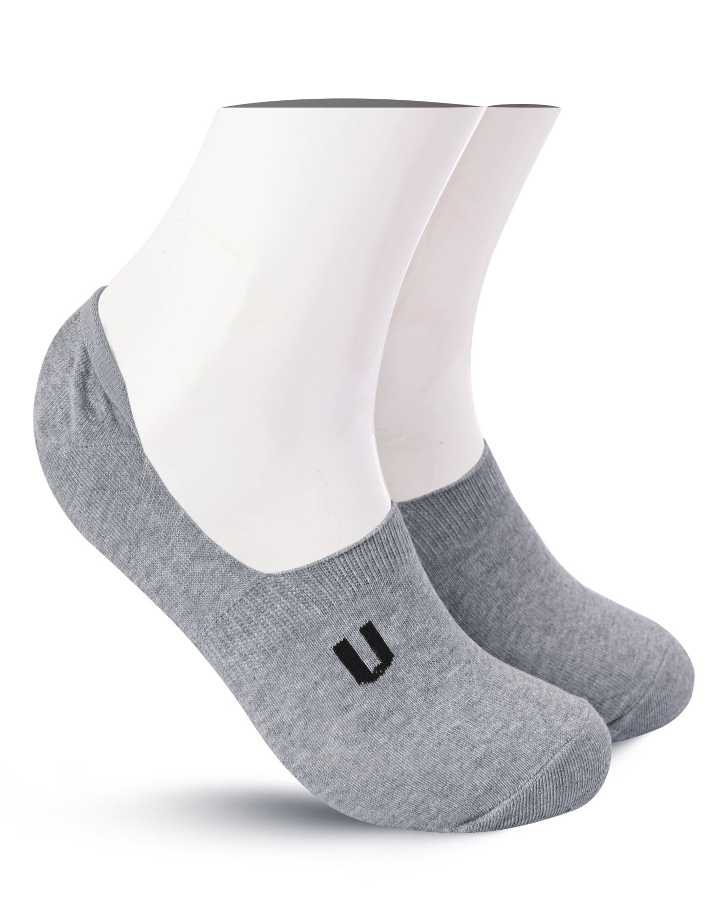 Grey Plain No Show Socks