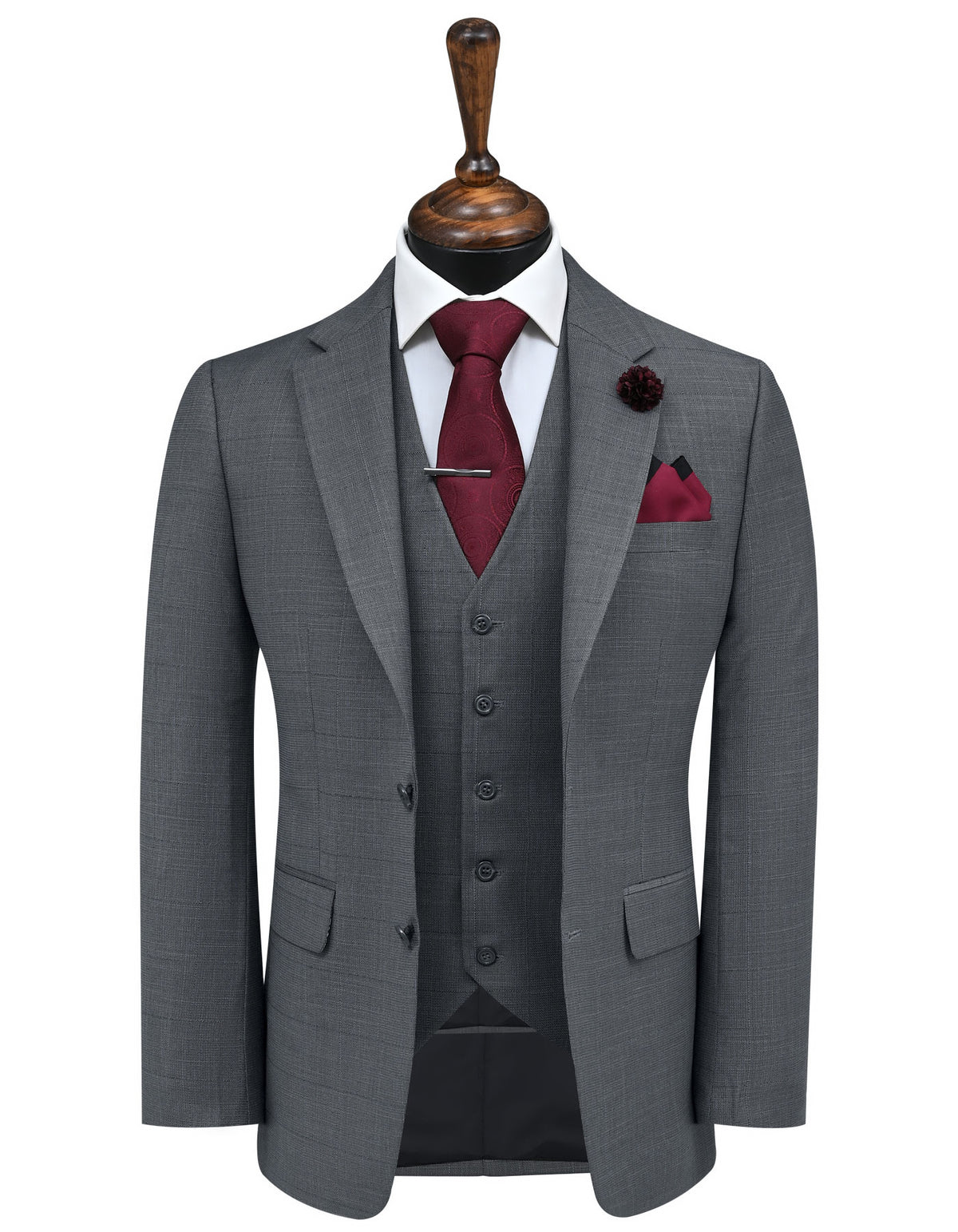 L Charcoal Check Suit ST2595S-34