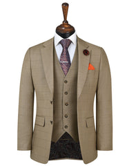 Khaki Check Suit ST2598C-34