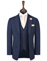 D Blue Check Suit ST2600S-34
