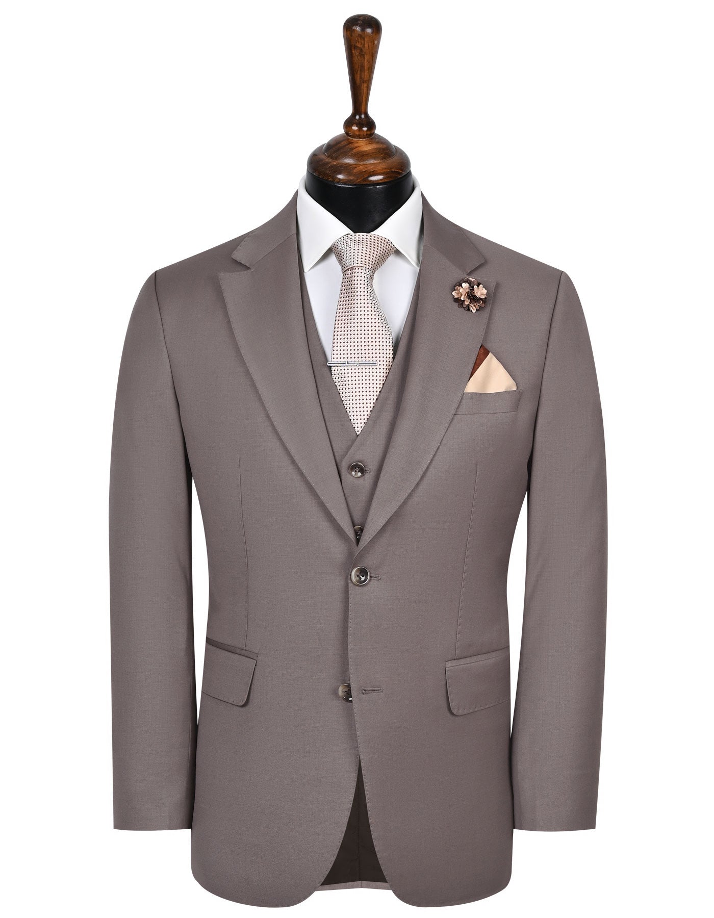 L Brown Plain Suit ST2609C-34