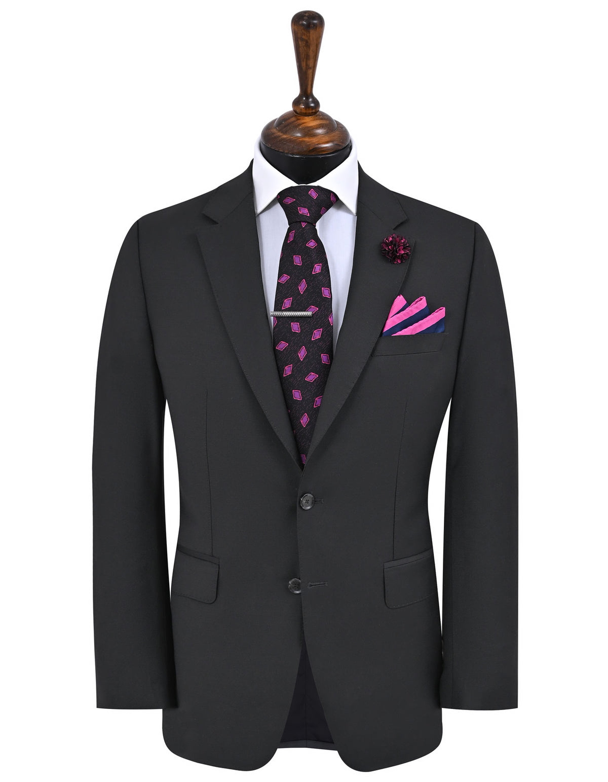 Black Plain Smart Fit Suit