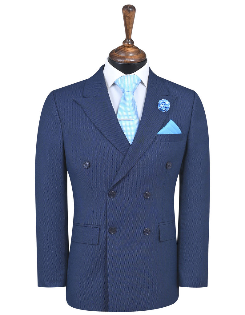 D Blue Texture Tailored Smart Fit Suit