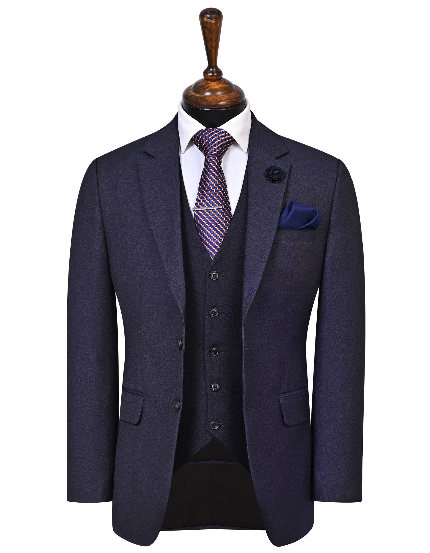 D Navy Texture Suit ST2716C-34