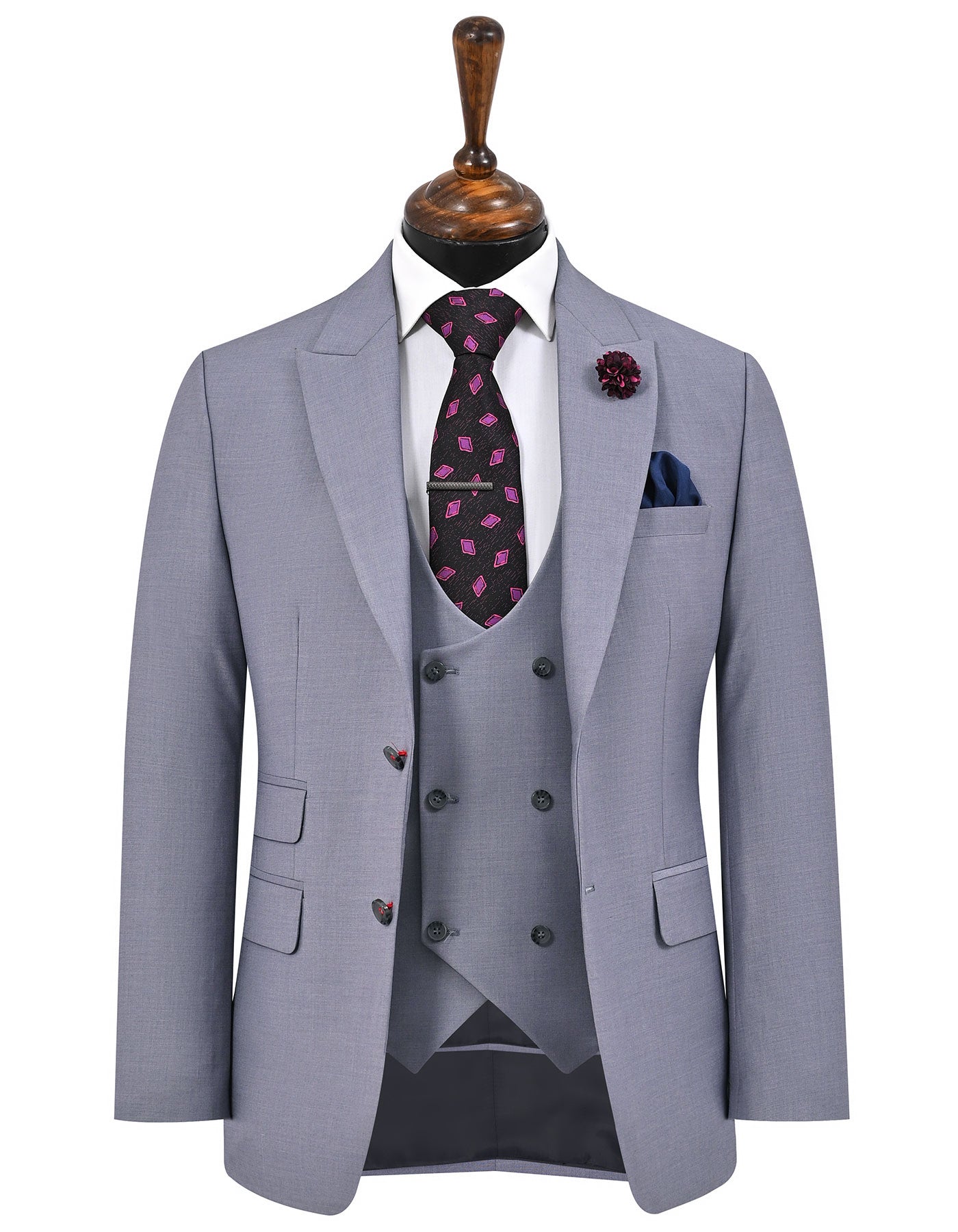 L Grey Plain Suit ST2729S-34