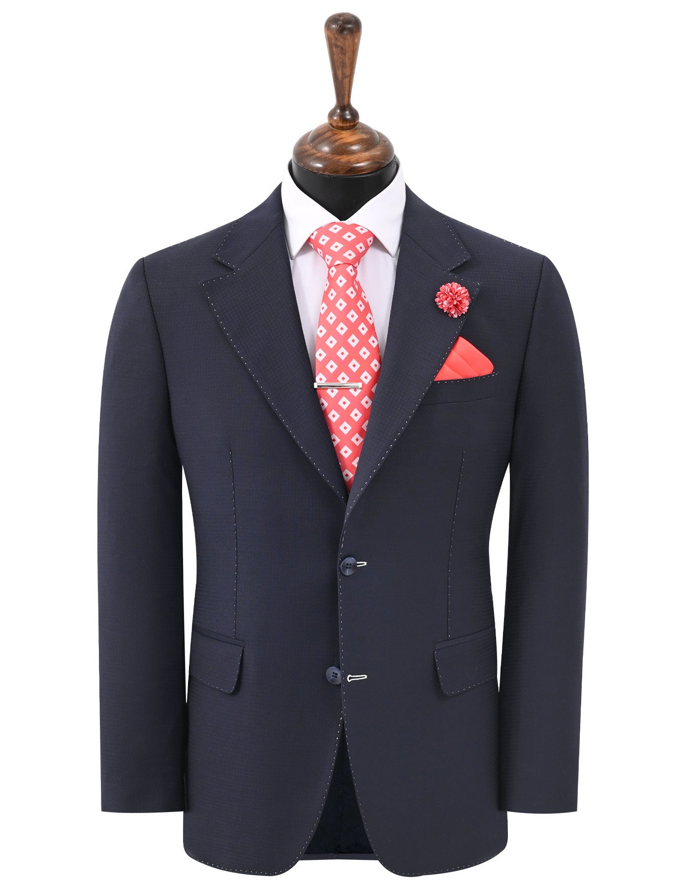 D Navy Check Suit ST2740C-34