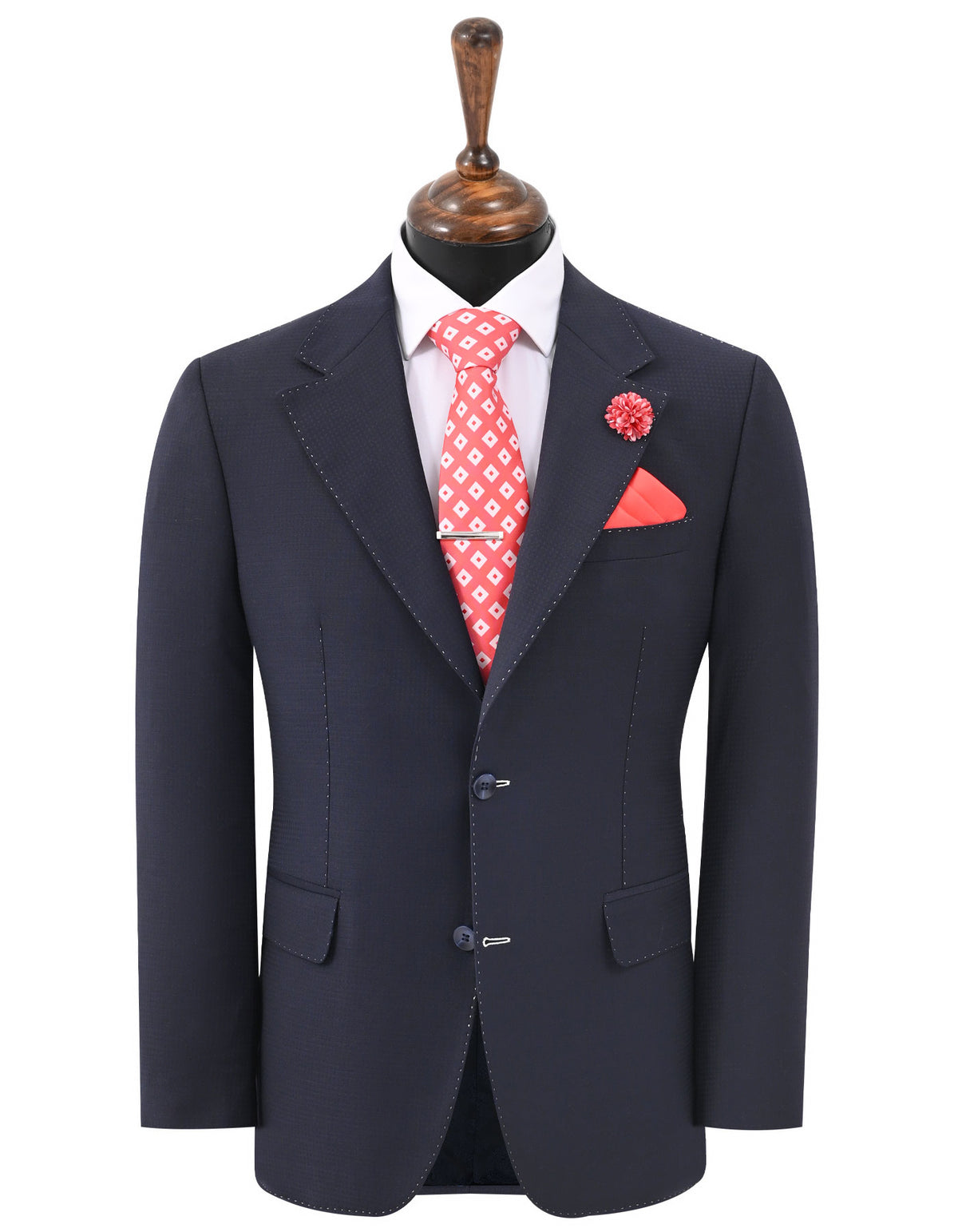 D Navy Check Suit ST2740S-34
