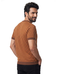 Rust Stripe Jersey Knitted Tee