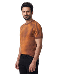 Rust Stripe Jersey Knitted Tee