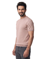 Camel Dotted Jersey Knitted T-Shirt