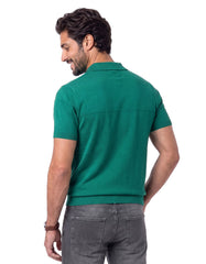 Teal Plain Jersey Knitted Polo Shirt