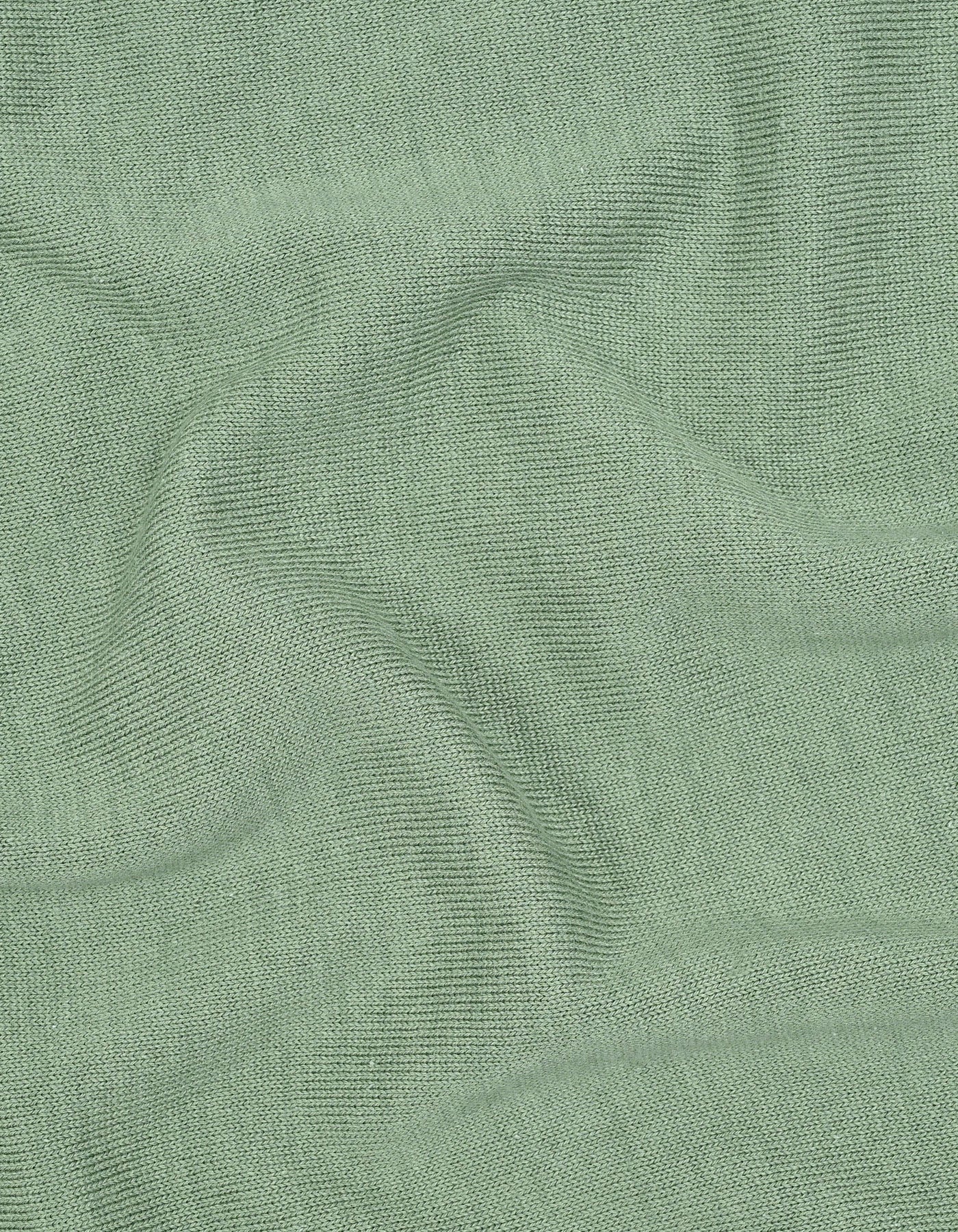 Olive Plain Jersey Knit Sweater Polo