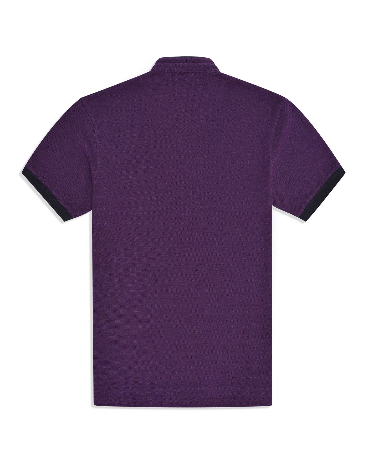 Purple Color Block Band Collar T-Shirt
