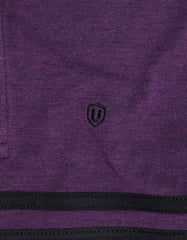 Purple Color Block Band Collar T-Shirt