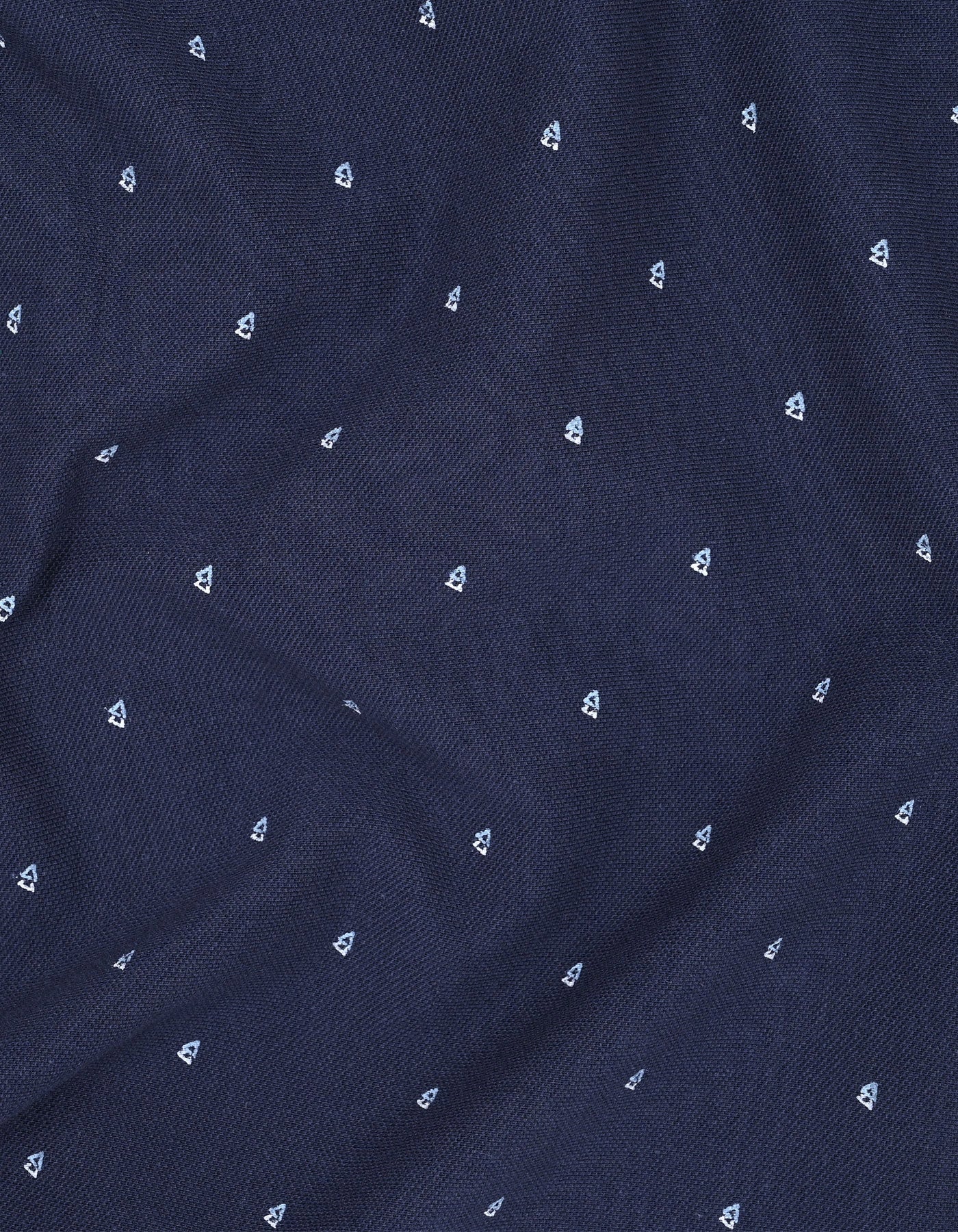 Navy Printed Band Collar T-shirt