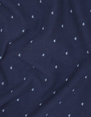 Navy Printed Band Collar T-shirt