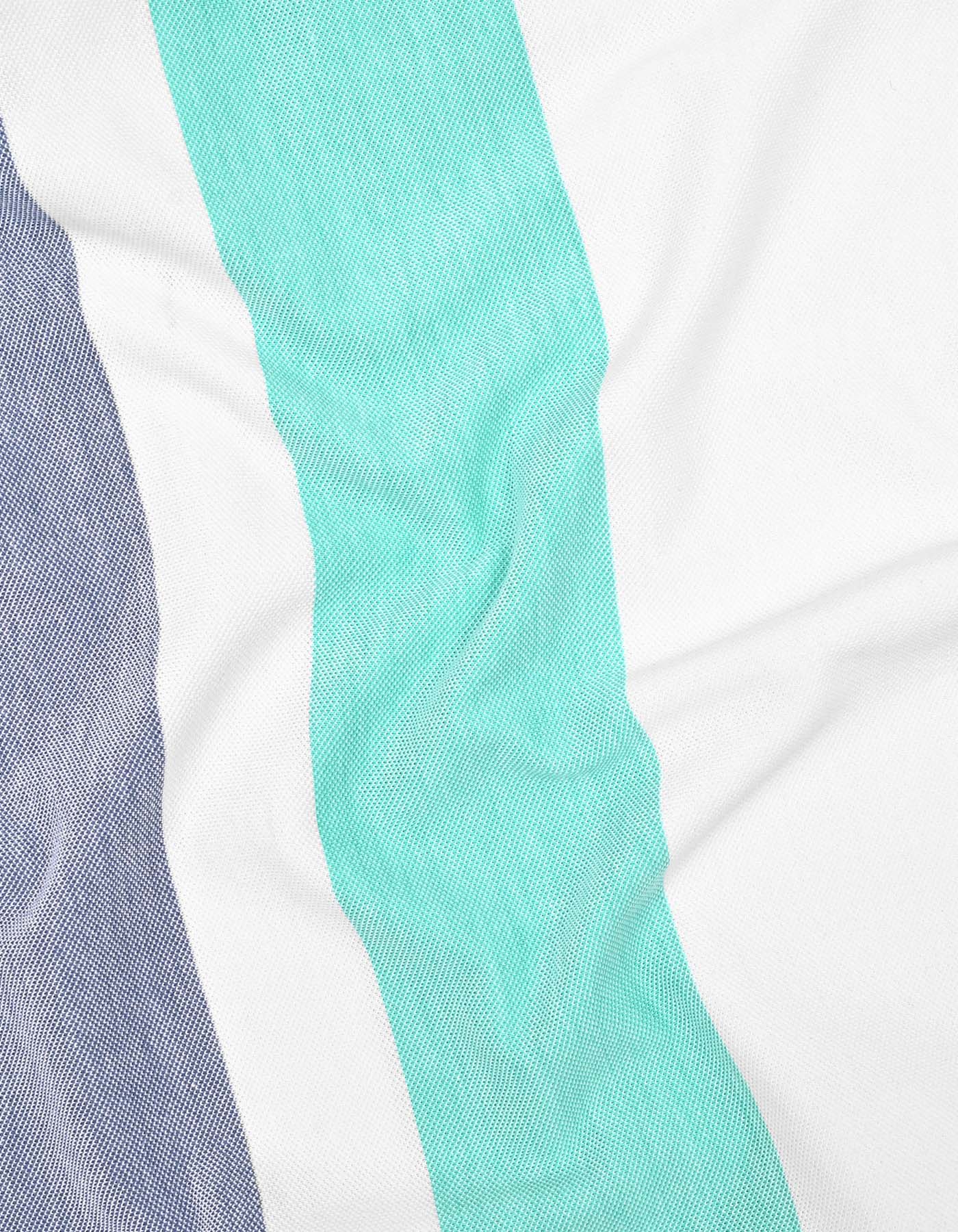 White Color Block Band Collar T-Shirt