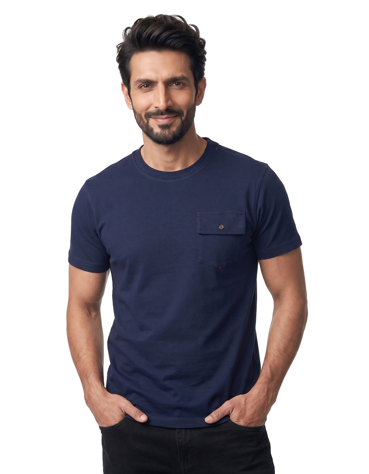 Navy Texture Crew Neck T-shirt