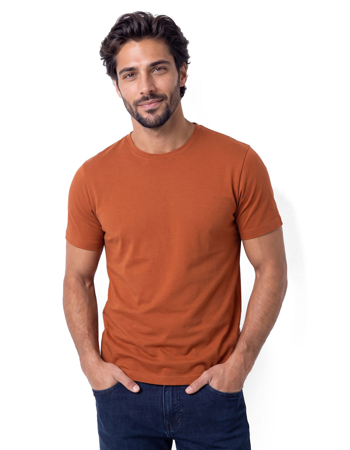 Rust Texture Crew Neck T-shirt