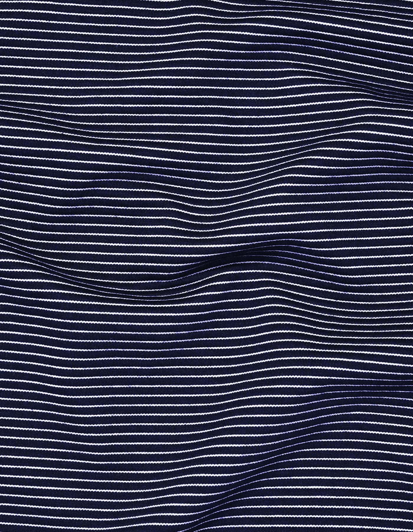 Navy Textured Striped Long Sleeve Crew Neck T-Shirt