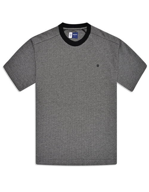Black Textured Relax Fit Crew Neck T-Shirt