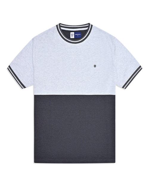 Charcoal Melange Color Block Crew Neck T-Shirt