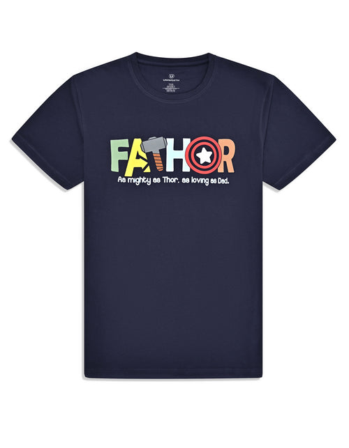 Navy Fathore Printed Crew Neck T-shirt