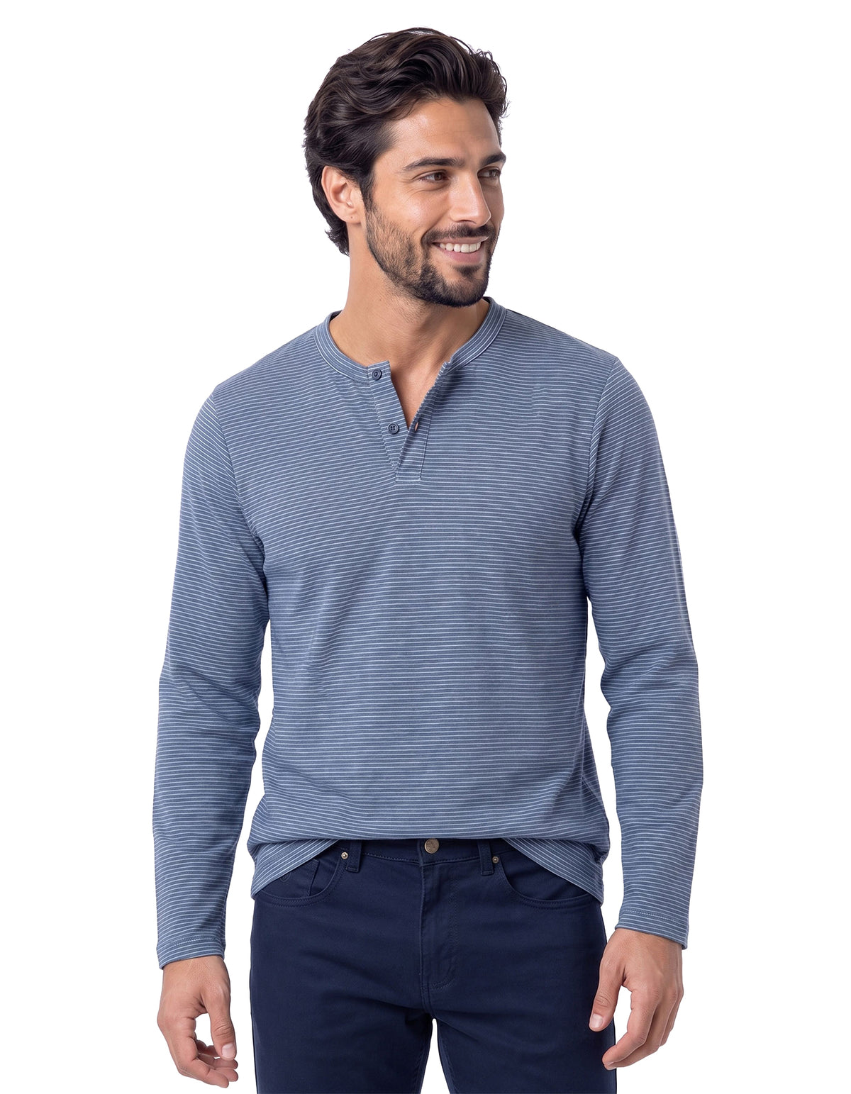 Moonlight Textured Long Sleeve Henley T-Shirt
