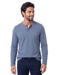 Moonlight Textured Long Sleeve Henley T-Shirt