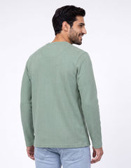 Aqua Grey Textured Long Sleeve Crew Neck T-Shirt